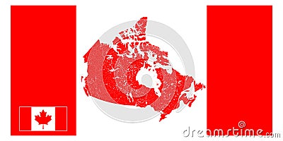 Map of Canada with rivers and lakes. Vector Illustration