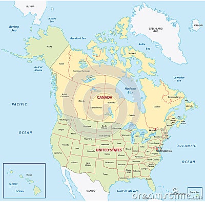 Map Of Canada And United States Stock Illustration - Image: 42349386