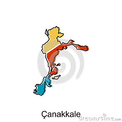Map of Canakkale illustration design. Turkey World Map International vector template Vector Illustration