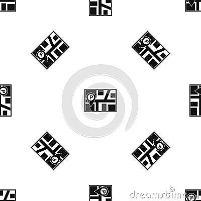 Map with car parking pointer pattern seamless black Vector Illustration