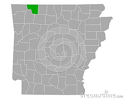 Map of Carroll in Arkansas Vector Illustration