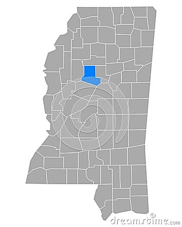 Map of Carroll in Mississippi Vector Illustration