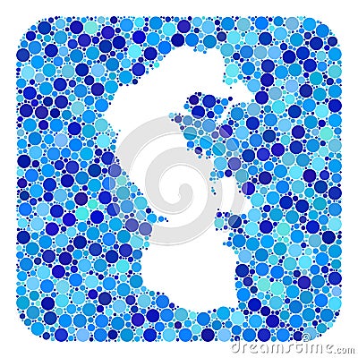 Map of Caspian Sea - Dotted Collage with Hole Vector Illustration