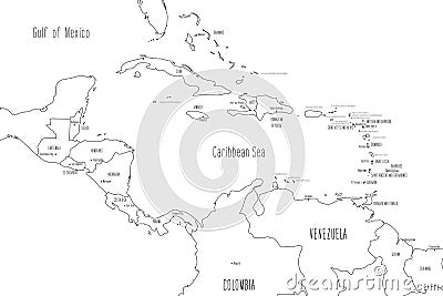 Map of Central America and Caribbean. Handdrawn doodle style. Vector illustration Vector Illustration