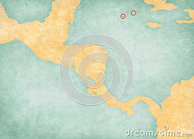 Map of Central America - Cayman Islands Stock Photo