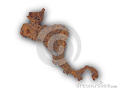 Map of Central America on rusty metal Stock Photo