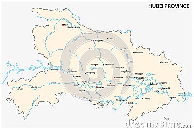 Map of Central China s Hubei Province China Stock Photo