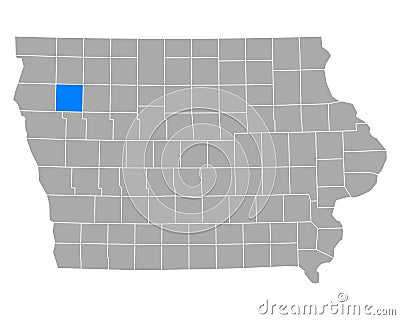 Map of Cherokee in Iowa Vector Illustration