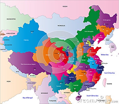 Map of China Cartoon Illustration