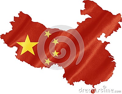 China Map with Flag Stock Photo