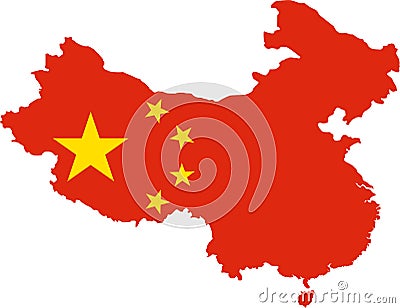 China Map with Flag Stock Photo