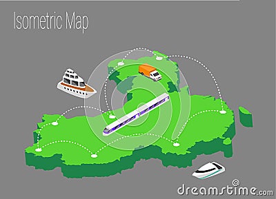 Map China isometric concept. Vector Illustration