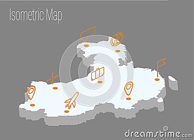 Map China isometric concept. Vector Illustration