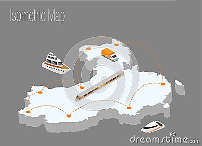 Map China isometric concept. Vector Illustration