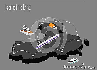 Map China isometric concept. Vector Illustration