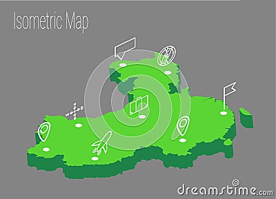 Map China isometric concept. Vector Illustration