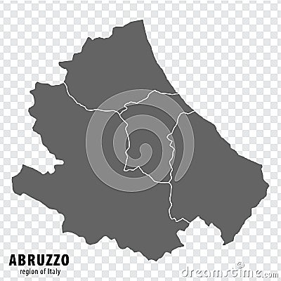 Blank map Abruzzo of Italy. High quality map Region Abruzzo with municipalities on transparent background Vector Illustration