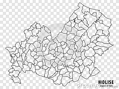 Blank map Molise of Italy. High quality map Region Molise with municipalities on transparent background Vector Illustration