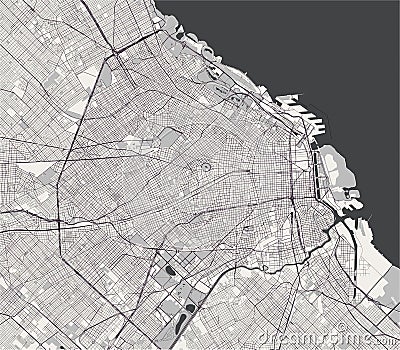 Map of the city of Buenos Aires, Argentina Vector Illustration