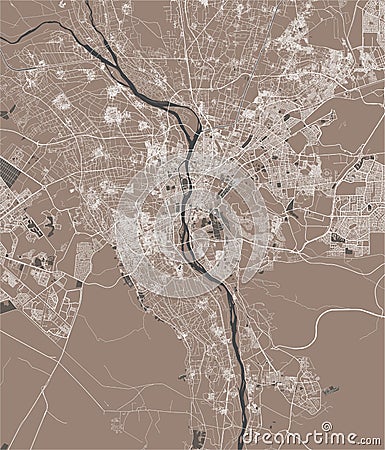 Map of the city of Cairo, Giza, Egypt Vector Illustration