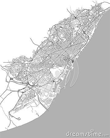 Map of the city center of Barcelona, Spain Vector Illustration