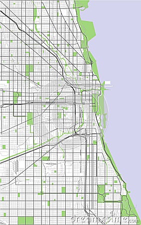 Map of the city of Chicago, USA Vector Illustration