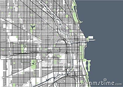 Map of the city of Chicago, USA Vector Illustration