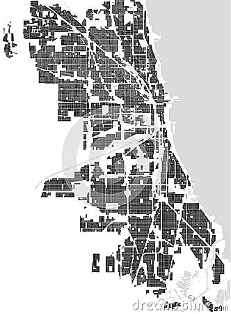 Map of the city of Chicago, USA Vector Illustration