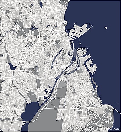 Map of the city of Copenhagen, Denmark Vector Illustration