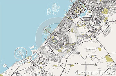 Map of the city of Dubai, United Arab Emirates UAE Stock Photo