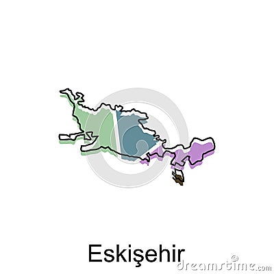 Map City of Eskisehir design, vector template with outline graphic sketch style isolated on white background Vector Illustration