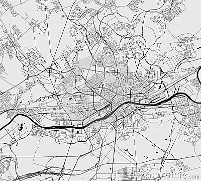 Map of the city of Frankfurt am Main, Hesse, Germany Vector Illustration