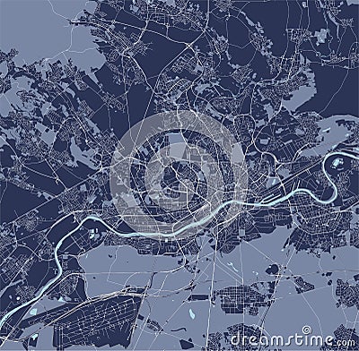 Map of the city of Frankfurt am Main, Hesse, Germany Vector Illustration