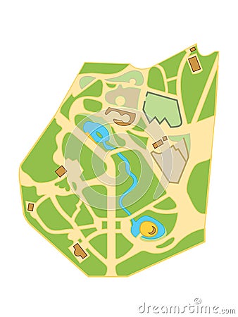 Map of The City Gardens. Geographical Location and Navigation tourist town chart. Vector Illustration