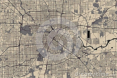 Map of the city of Houston, U.S. state of Texas, USA Vector Illustration