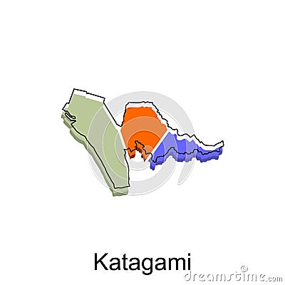 Map City of Katagami design, High detailed vector map - Japan Vector Design Template Vector Illustration