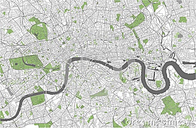 Map of the city of London, Great Britain Vector Illustration
