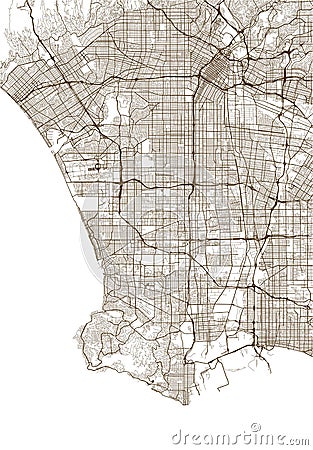 Map of the city of Los Angeles, USA Stock Photo