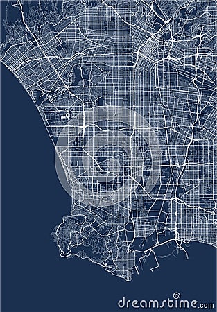 Map of the city of Los Angeles, USA Vector Illustration