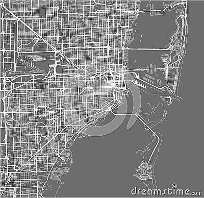 Map of the city of Miami, USA Vector Illustration