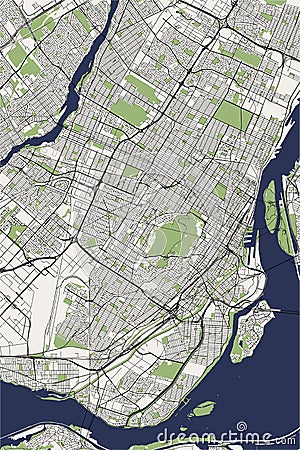 Map of the city of Montreal , Canada Vector Illustration