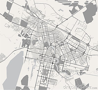 Map of the city of Nur-Sultan, Kazakhstan Stock Photo