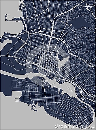 Map of the city of Oakland, California, USA Stock Photo