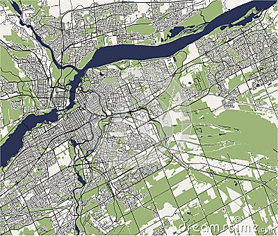 Map of the city of Ottawa, Ontario, Canada Stock Photo