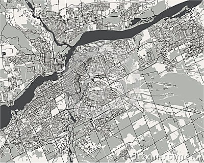 Map of the city of Ottawa, Ontario, Canada Vector Illustration