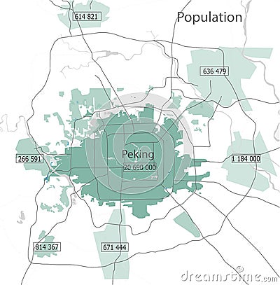 Map of the city of Peking population, China Stock Photo