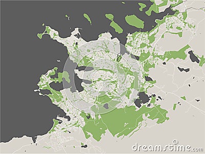 Map of the city of Reykjavik, Capital Region, Iceland Stock Photo