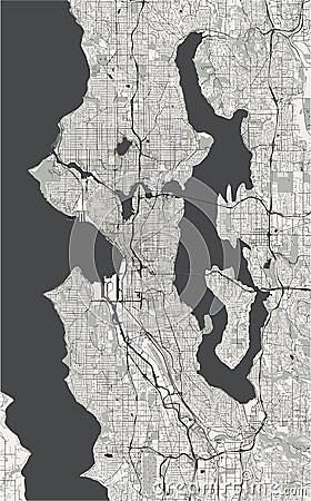 Map of the city of Seattle, Washington, USA Stock Photo