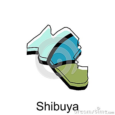 Map City of Shibuya, World Map International vector template with outline graphic sketch style Vector Illustration