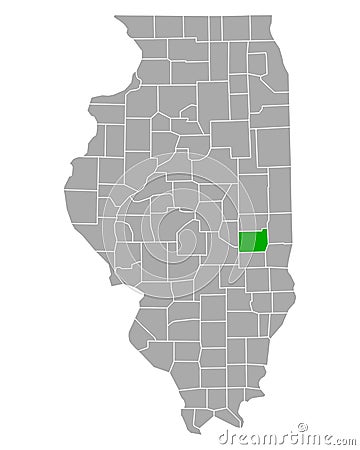 Map of Coles in Illinois Vector Illustration